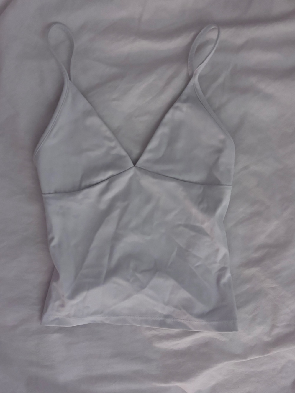 Garage Sleek Scoop V Neck Tank Top In White